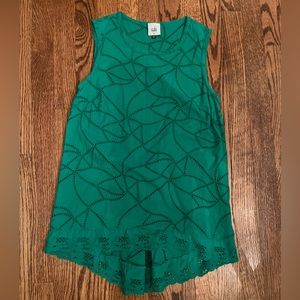 Cabi #5036 Womens XS Emma Green Eyelet Hi Lo Tank
